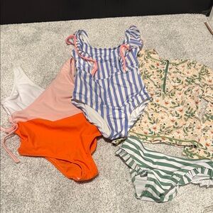 Amazon Kids Swimwear Set with Stripes and Floral Patterns